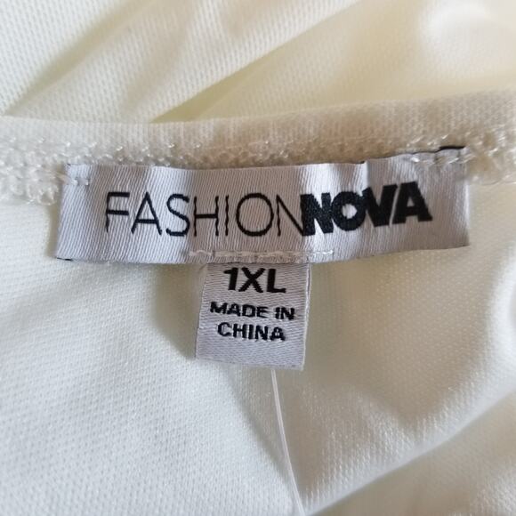 Fashion Nova NWT Women's Diamond Dreams Mesh Mini Dress Cream Size 1X - Picture 4 of 9